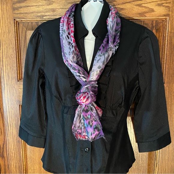 Leopard Oblong Scarf Pink, Purple, Black, Silver - Picture 4 of 6